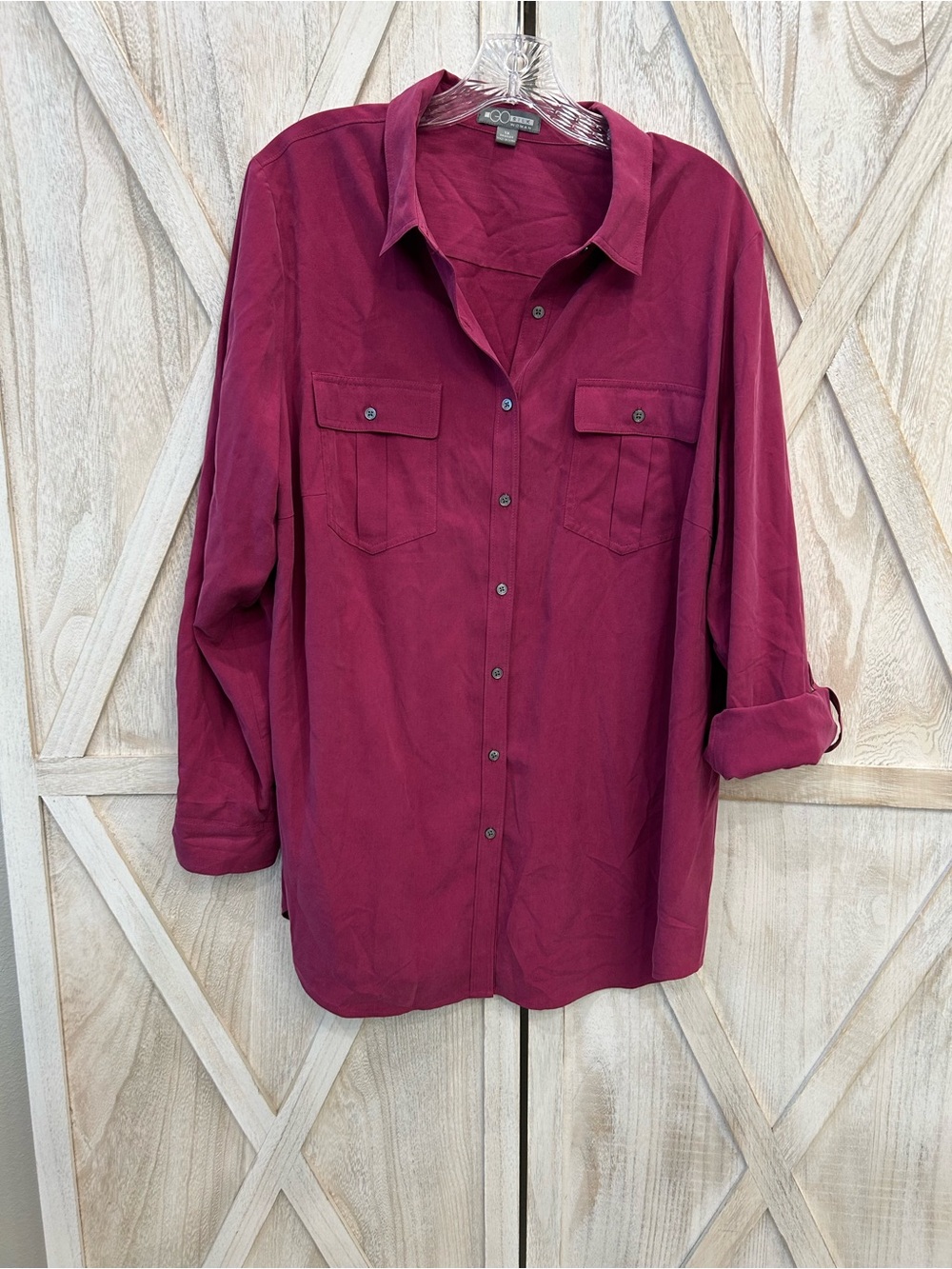 Chico's Women's Button-Down Shirt - Deep Berry